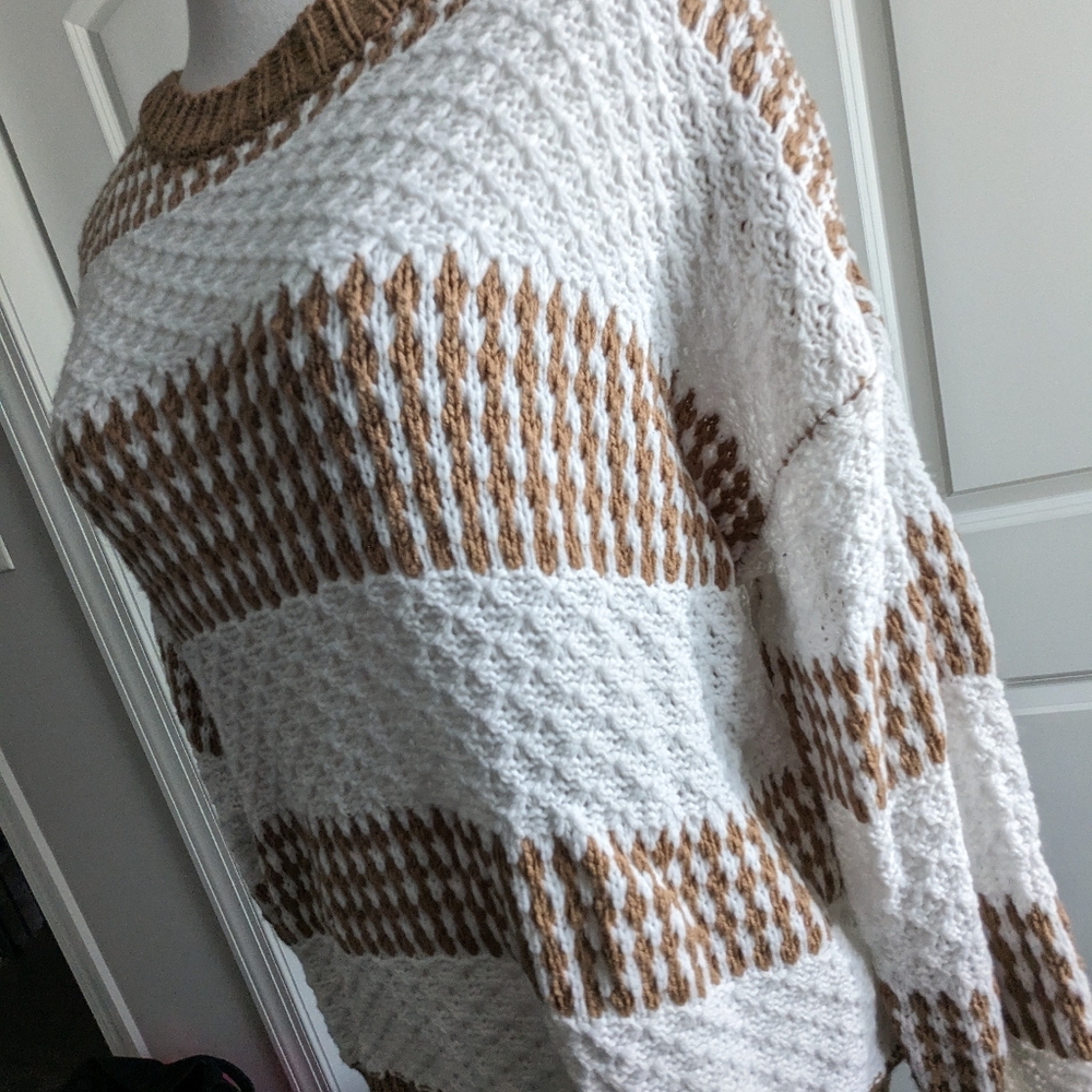 Tan and White Sweater - Picture 2 of 4